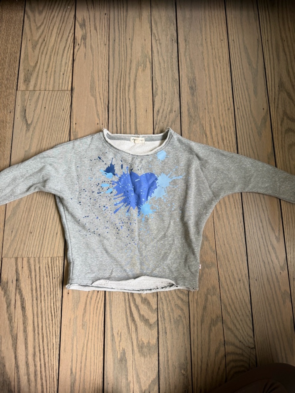 Appaman Gray Pullover with Blue Heart Splash Graphic